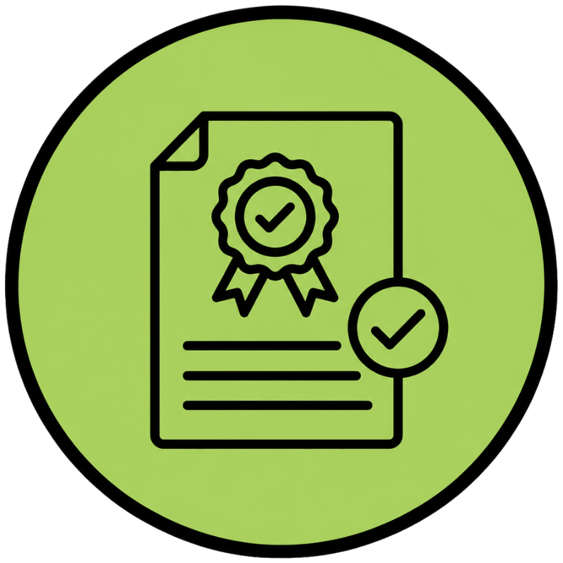 Certificate with a check mark icon